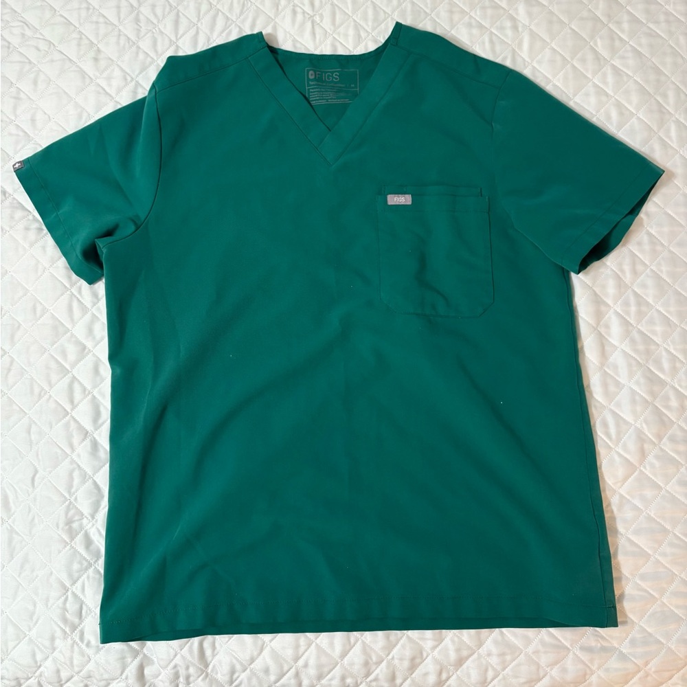 Men's Hunter Green FIGS scrub top M